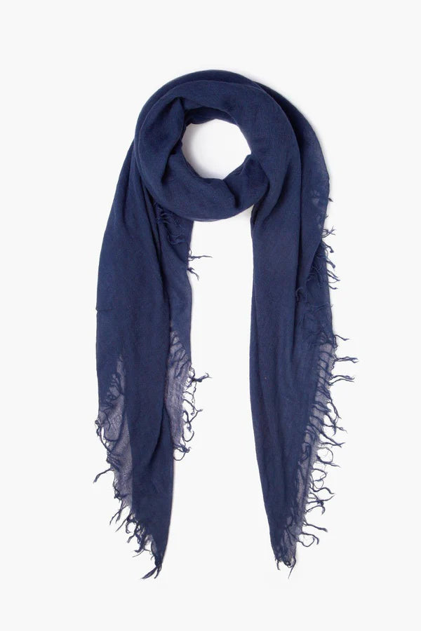 CASHMERE AND SILK SCARF DEEP SEA BLUE