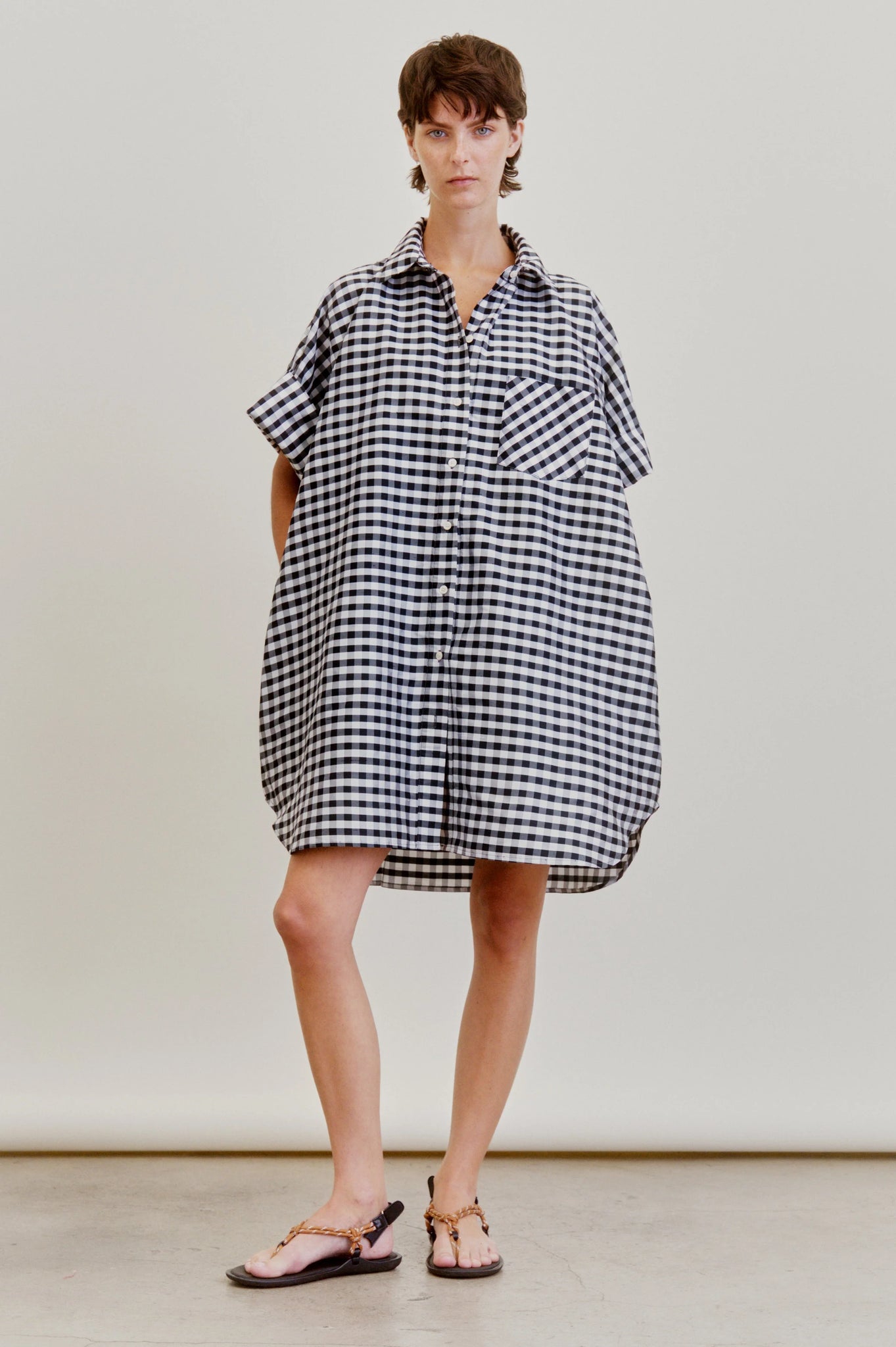 BELLINI DRESS IN GINGHAM TAFFETA- BLACK