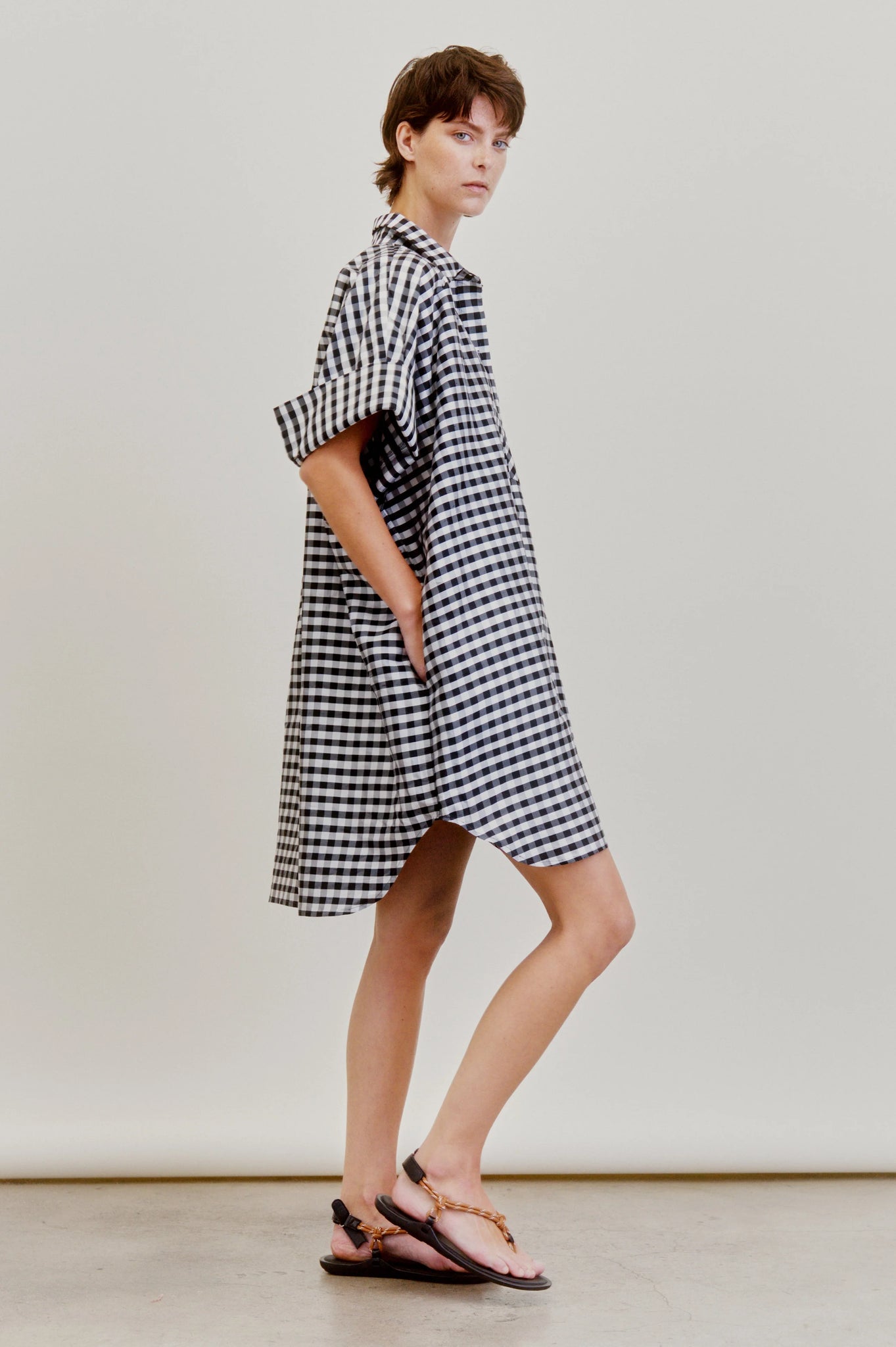 BELLINI DRESS IN GINGHAM TAFFETA- BLACK