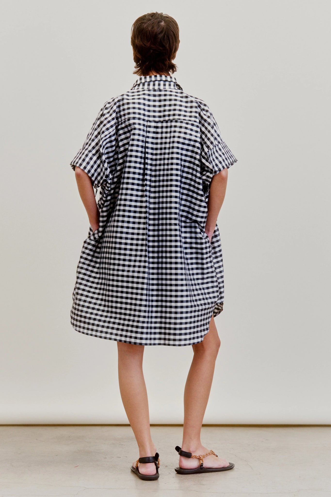 BELLINI DRESS IN GINGHAM TAFFETA- BLACK