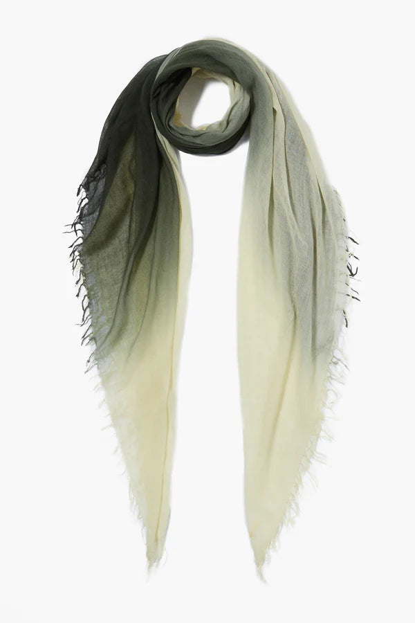 CASHMERE AND SILK SCARF KOMBU GREEN DIP DYED