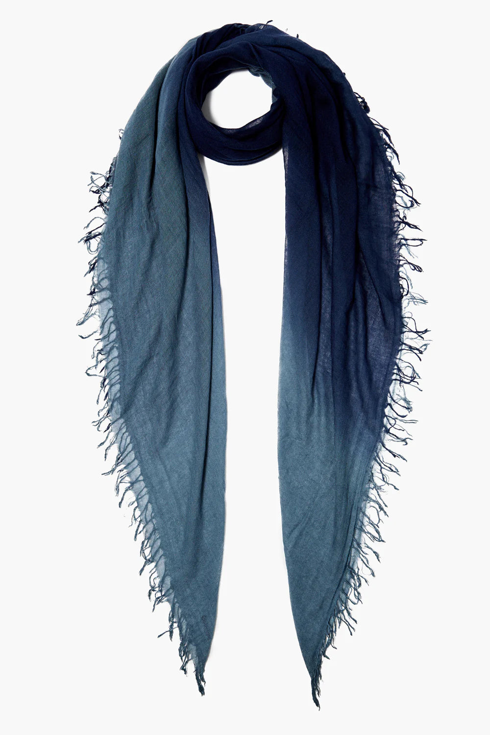 CASHMERE AND SILK SCARF - PAGEANT BLUE DIP DYED
