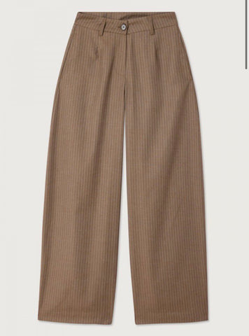 YROWAY STRIPED TROUSERS - ASH BROWN