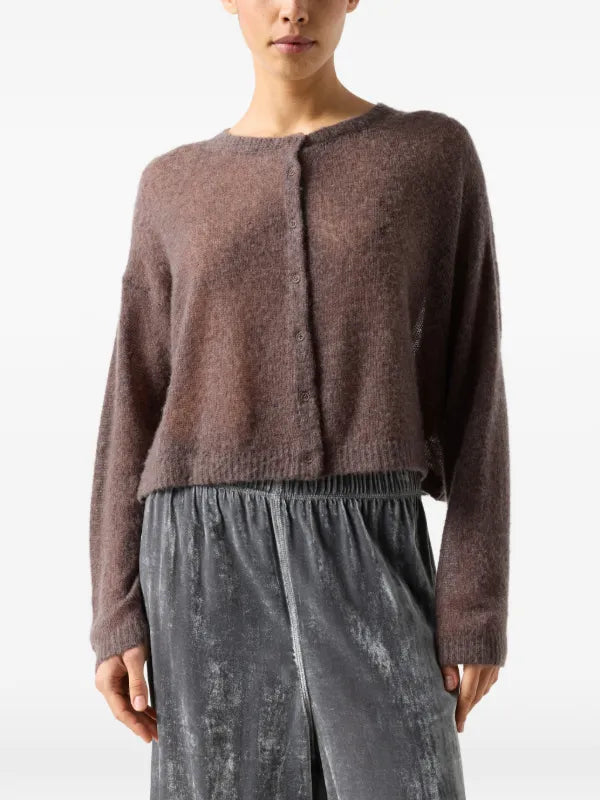 BUTTONED CREW NECK CARDIGAN