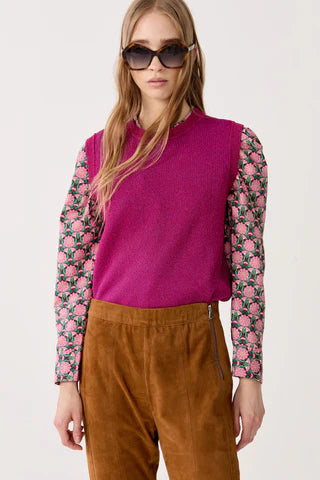 GLITTER KNITTED TOP - FUCHSIA