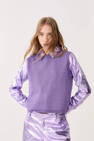 GLITTER KNITTED TOP - VIOLET