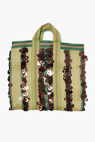 RECYCLED MARKET BAG BRONZE STRIPE