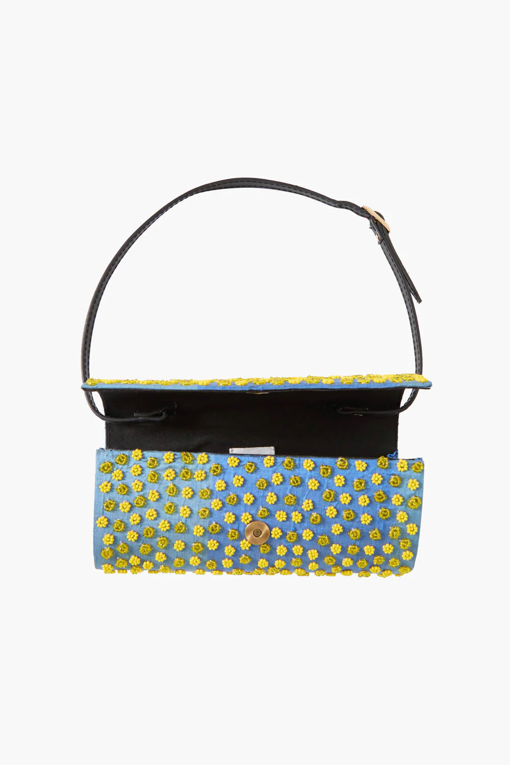 BEADED SILK CLUTCH BLUE CHECK
