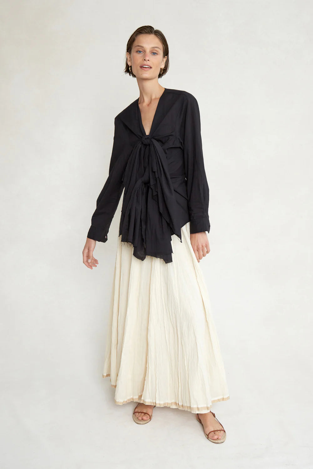 ELENA WRAP BLOUSE - CAVIAR