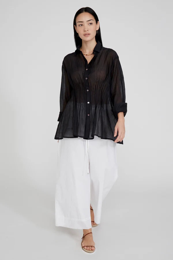 ALLISON PINTUCKED BLOUSE - BLACK