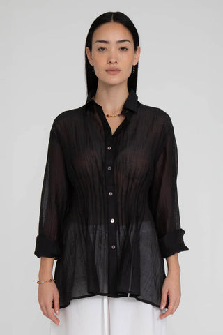 ALLISON PINTUCKED BLOUSE - BLACK