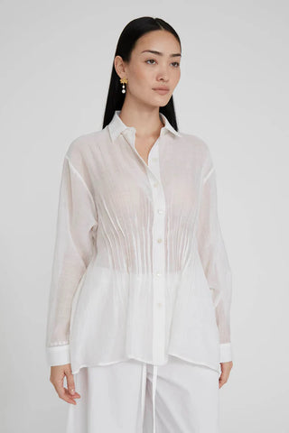 ALLISON PINTUCKED BLOUSE - WHITE