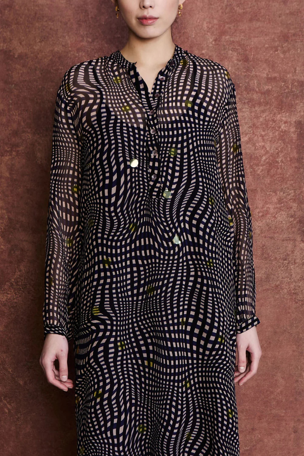 ELOISE DRESS BLUE WARPED PLAID