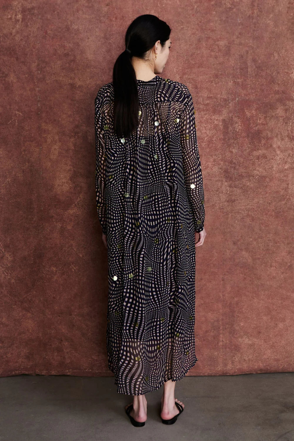 ELOISE DRESS BLUE WARPED PLAID