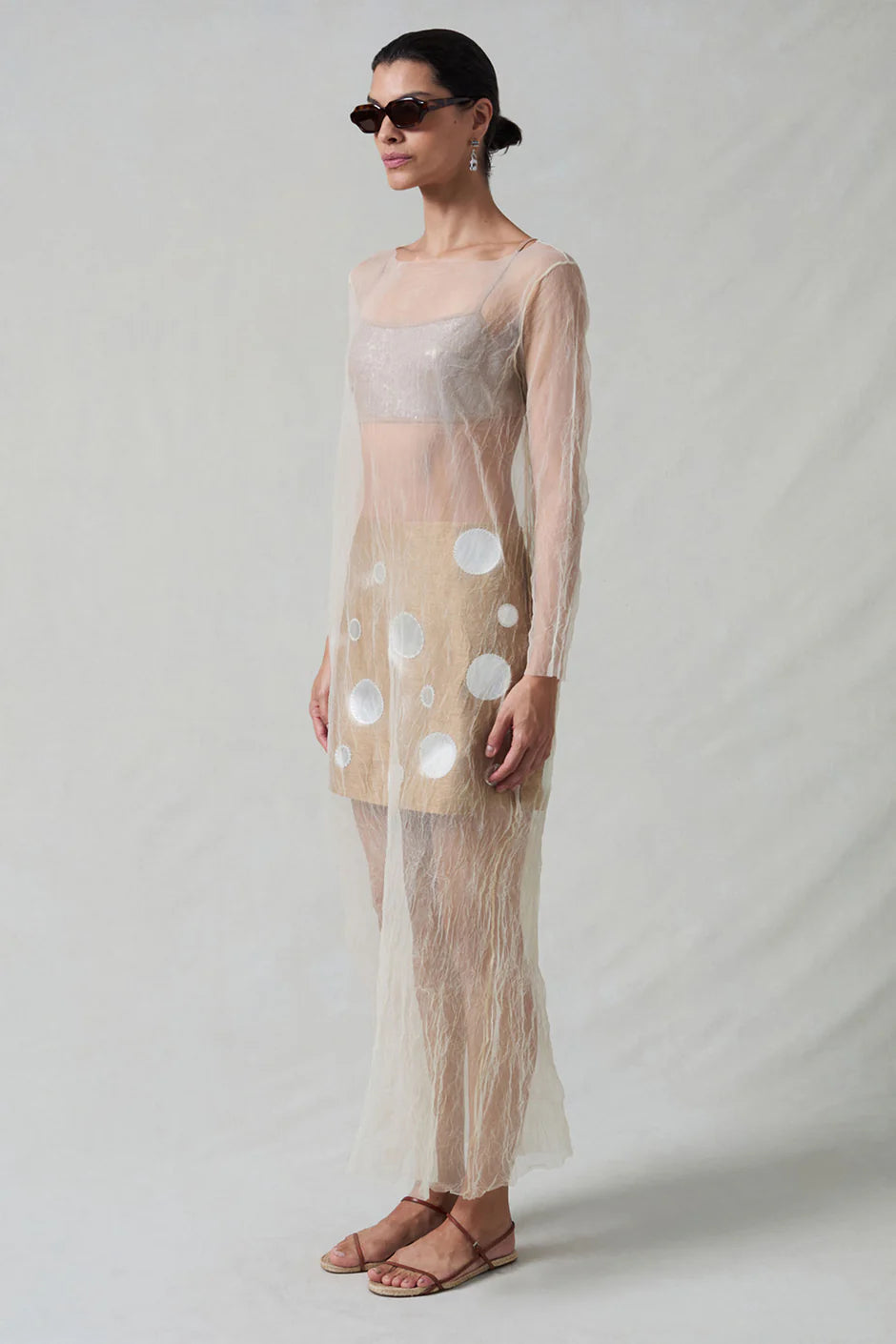 MESH CRINKLE OVERLAY - IVORY