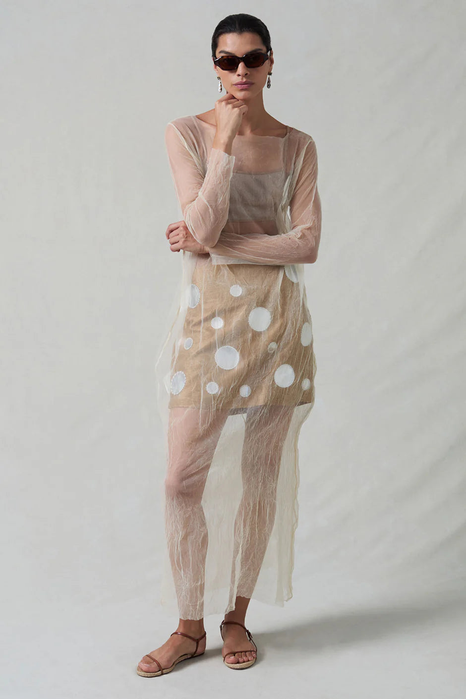 MESH CRINKLE OVERLAY - IVORY