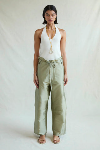 TECHNO TAFFETA BARREL PANT SAGE