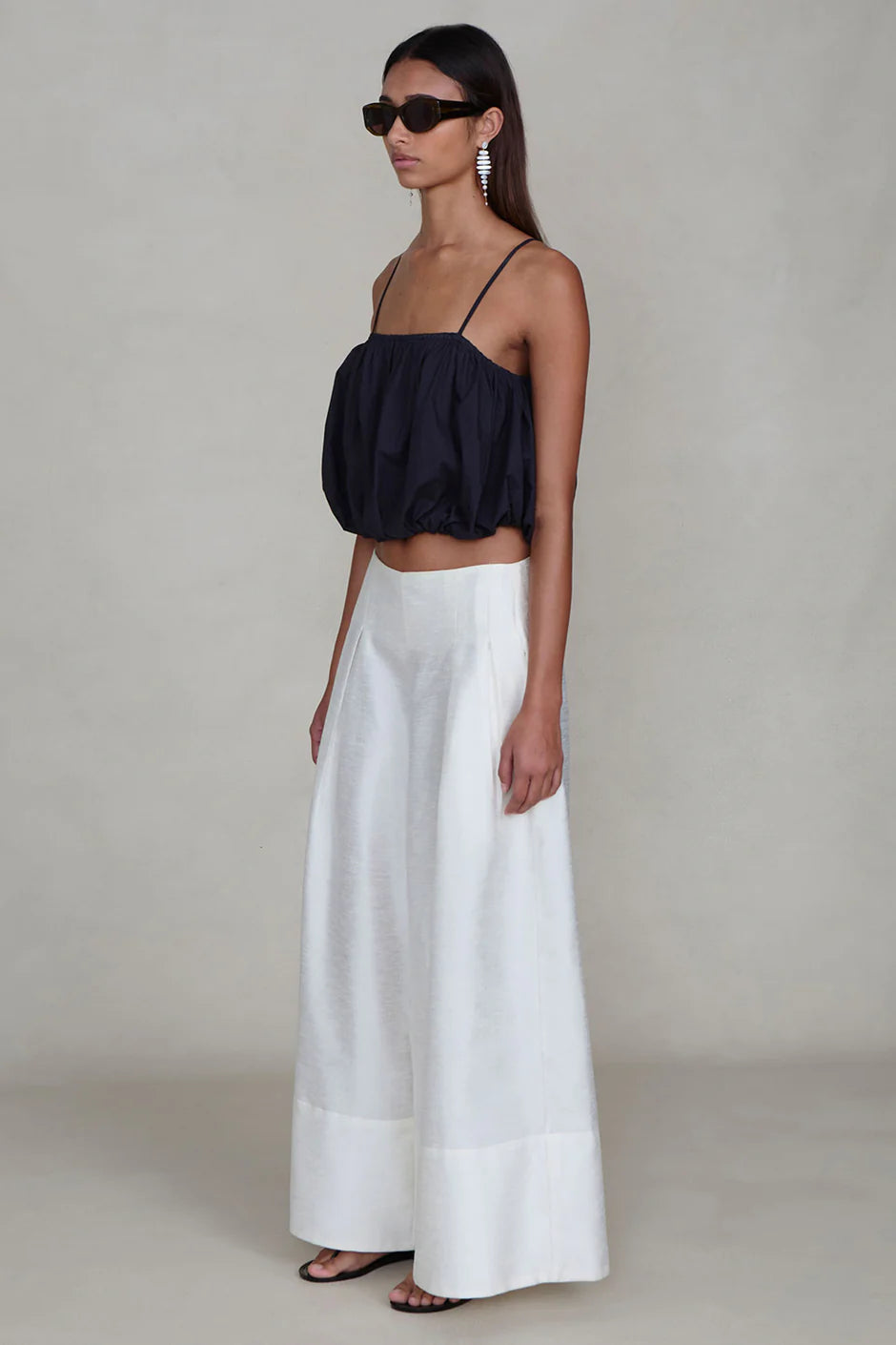 DUPIONI ULTRA WIDE LEG TROUSER - WHITE