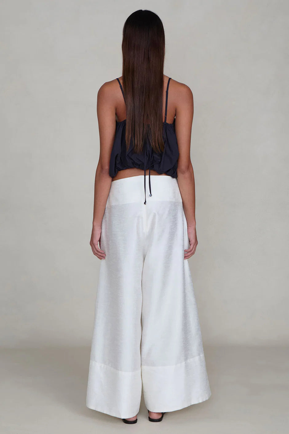 DUPIONI ULTRA WIDE LEG TROUSER - WHITE