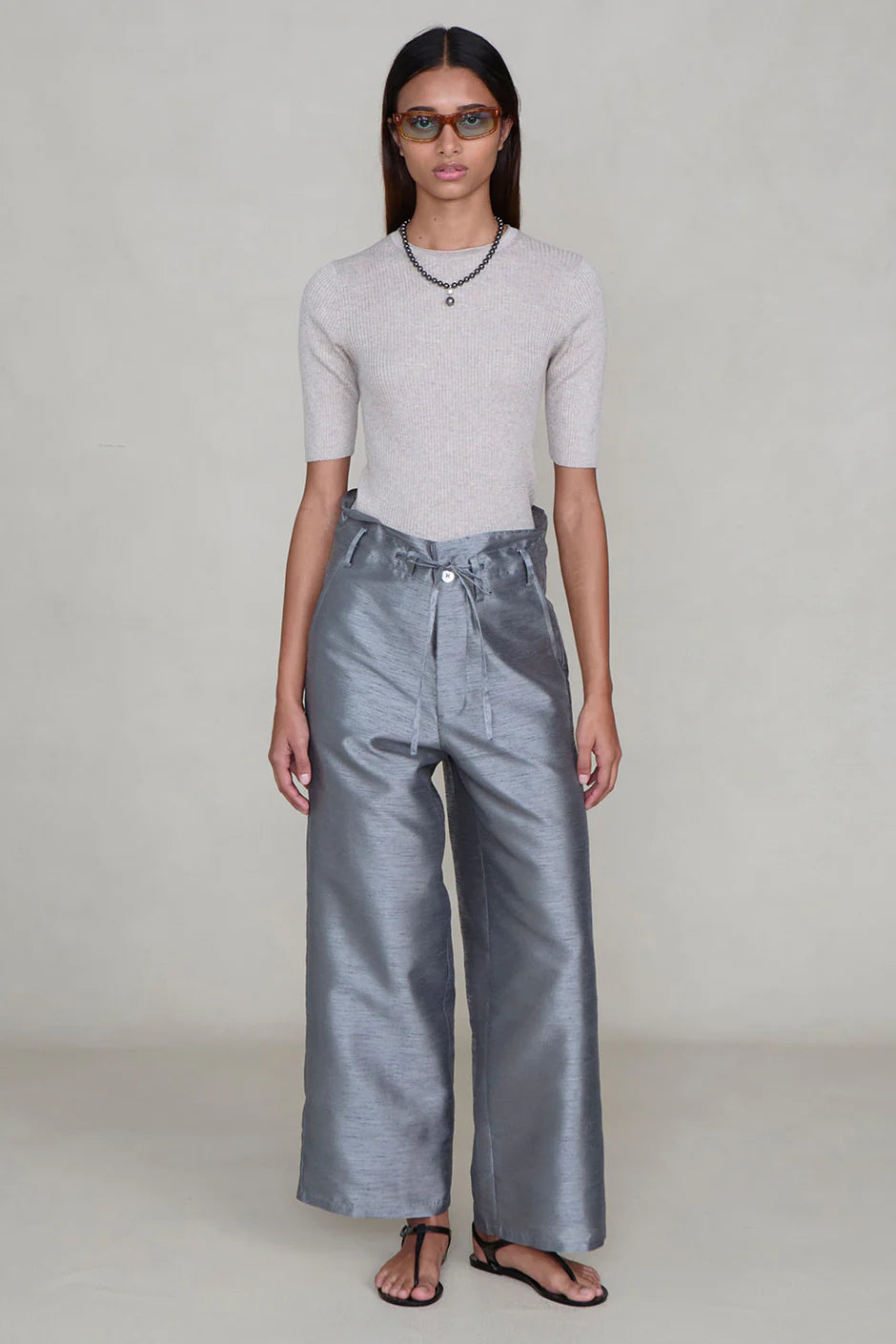 TECHNO TAFFETA STRAIGHT PANT STEEL