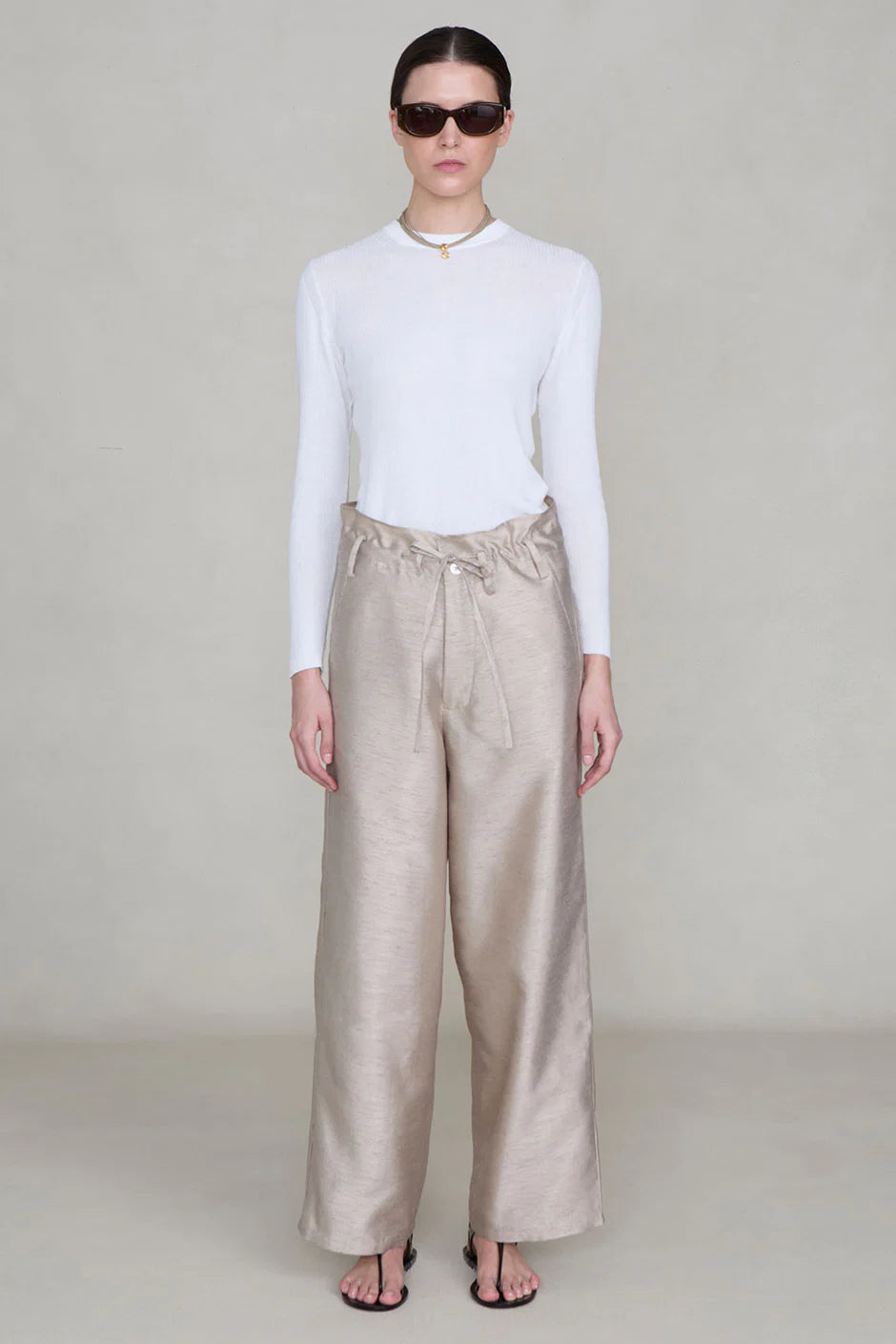 TECHNO TAFFETA STRAIGHT PANT TAUPE