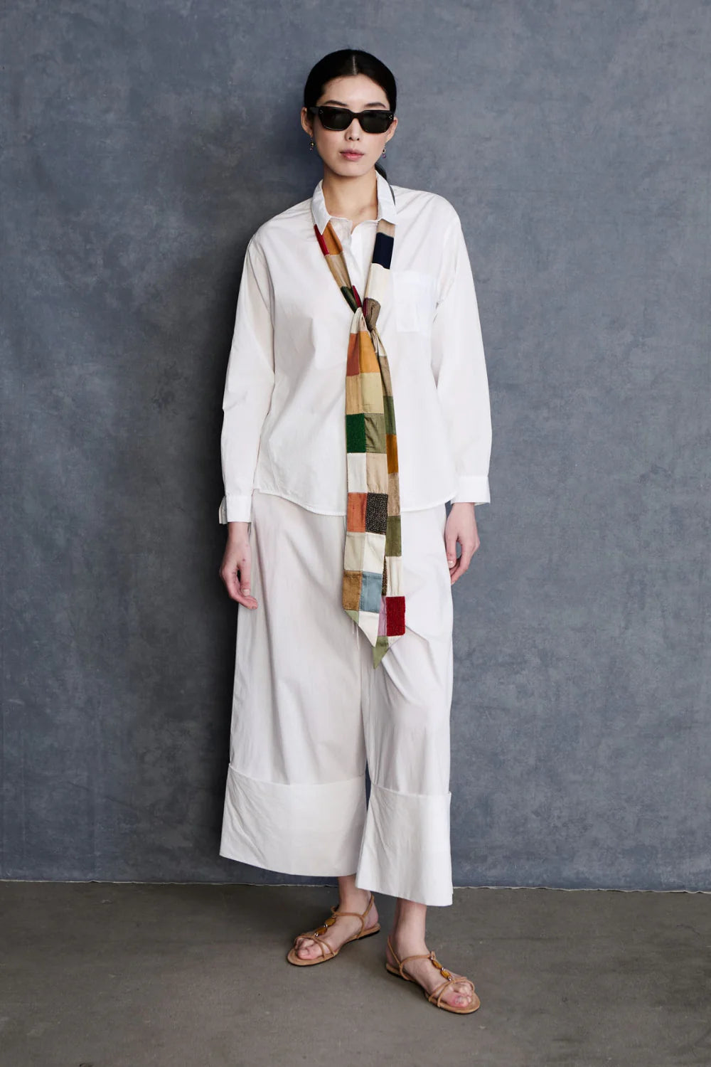 EXAGGERATED SILK TIE SCARF PATCHWORK