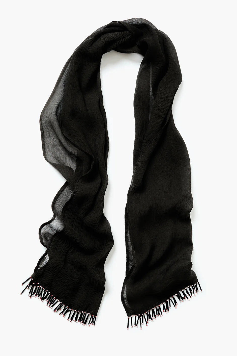 BEADED SILK SCARF - EARTH