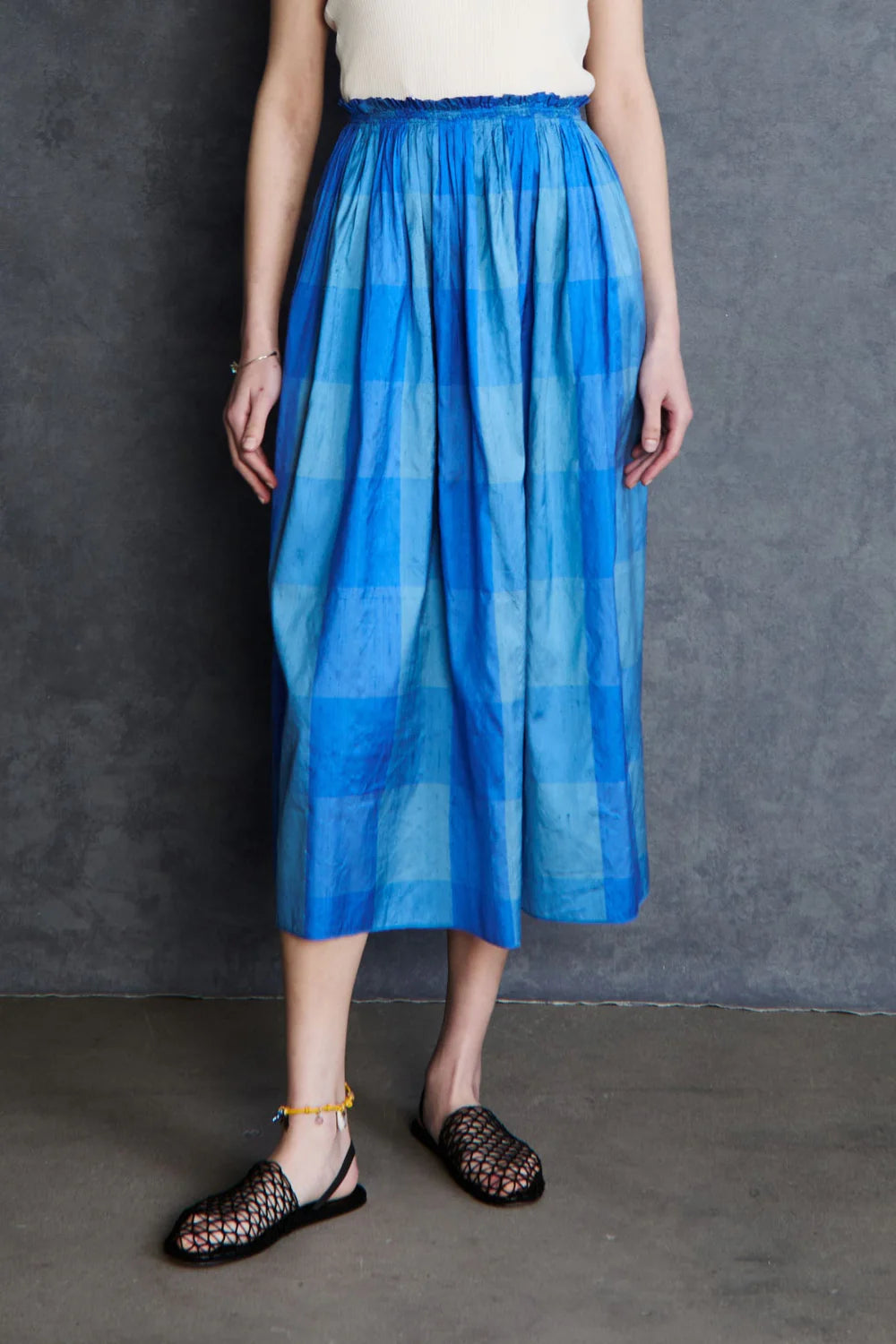 ELSA SILK BALLET SKIRT BLUE CHECK
