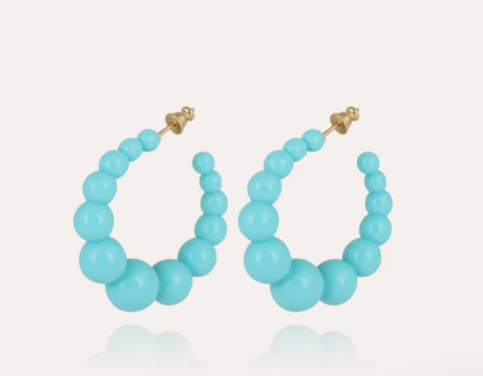 ANDY PETITE ACETATE HOOPS TURQUOISE BLUE