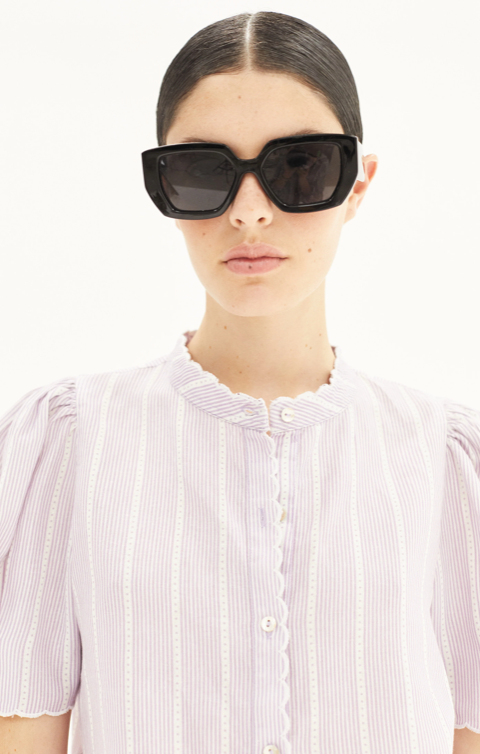 SCALLOP LINEN SHIRT - LILAC LOVE