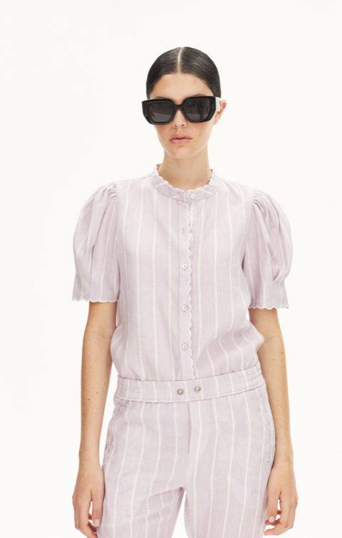 SCALLOP LINEN SHIRT - LILAC LOVE