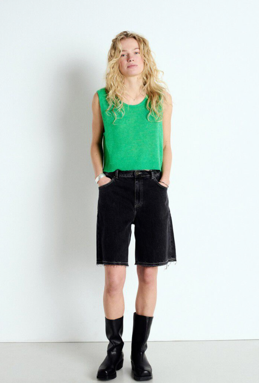 DUMY GREEN MELANGE KNIT TANK