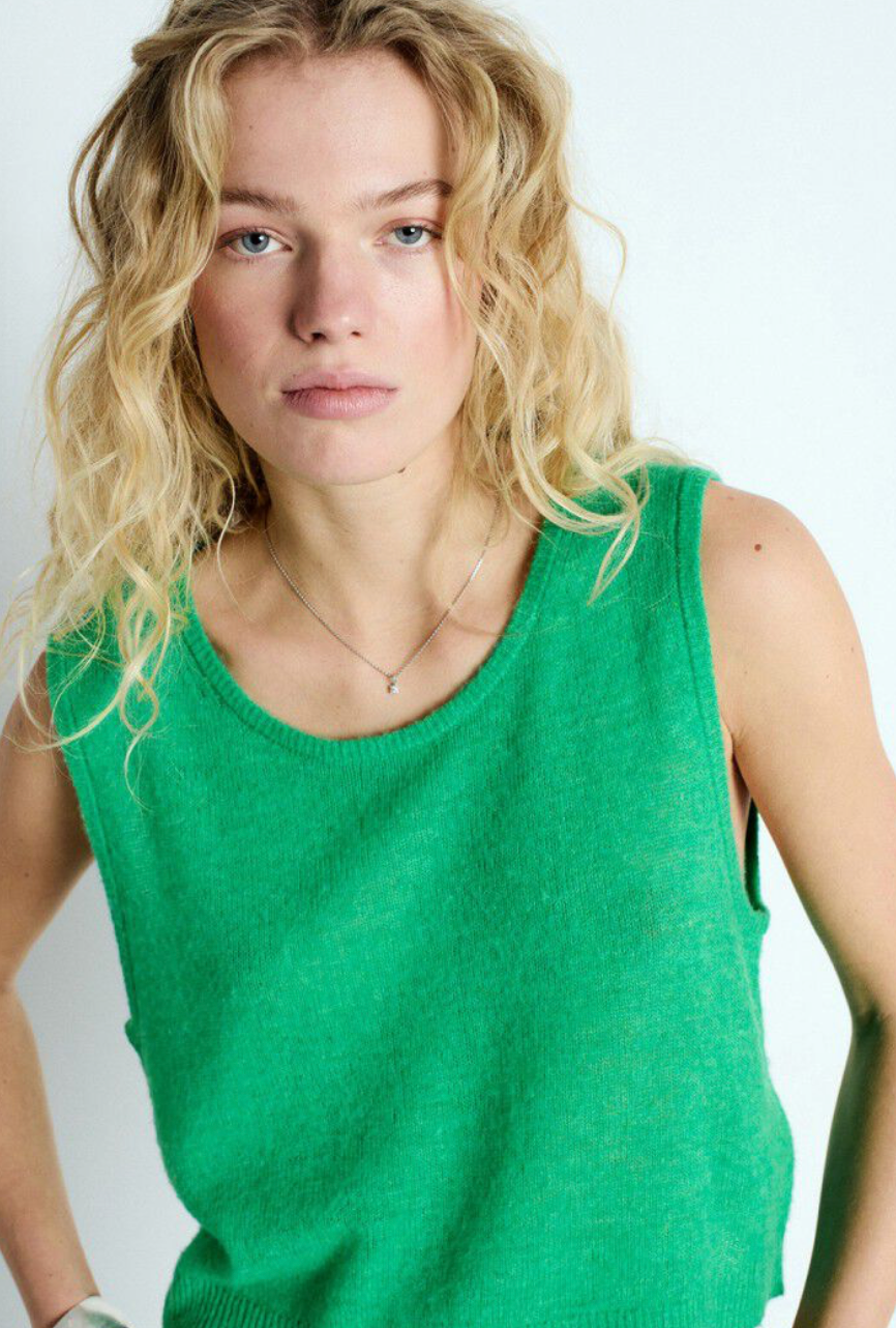 DUMY GREEN MELANGE KNIT TANK