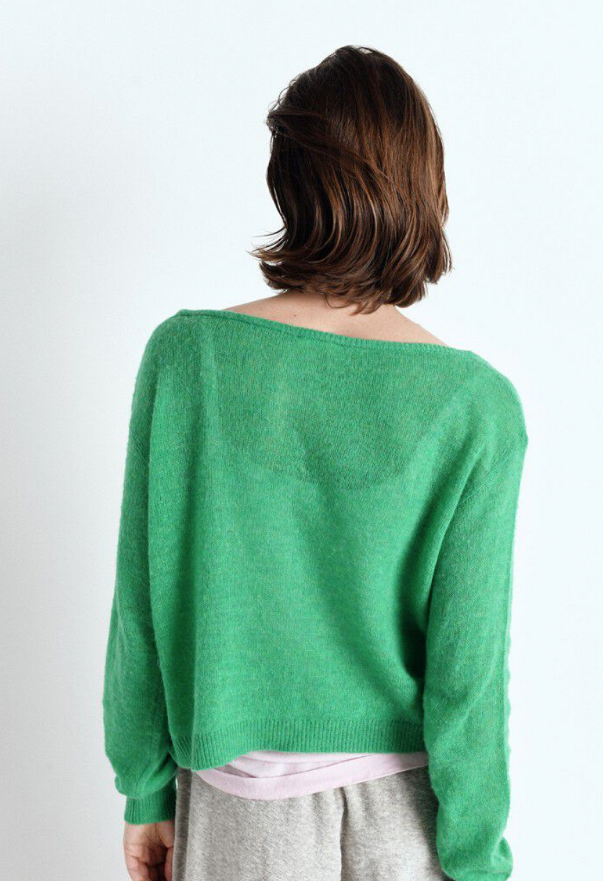 DUMY GREEN MELANGE KNIT CARDIGAN