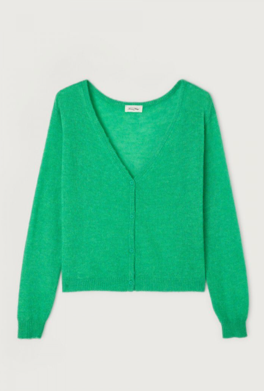 DUMY GREEN MELANGE KNIT CARDIGAN