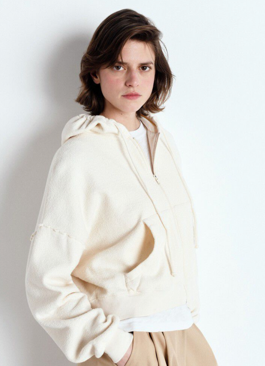 LONG SLEEVE HOODIE ECRU