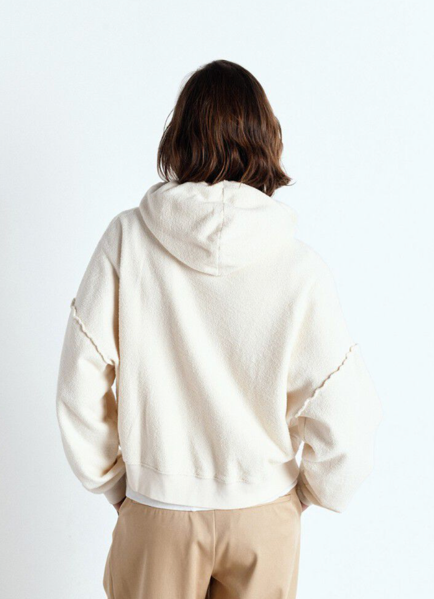 LONG SLEEVE HOODIE ECRU