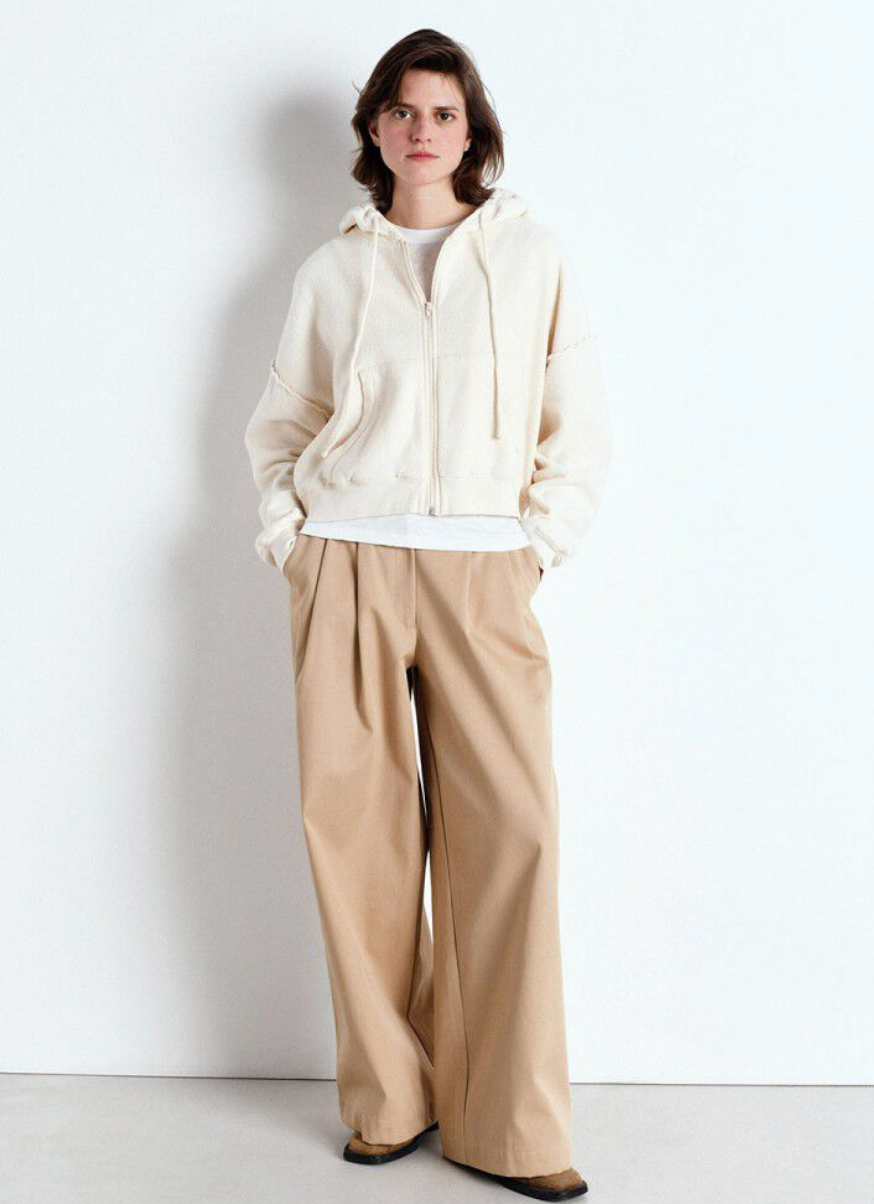 LONG SLEEVE HOODIE ECRU