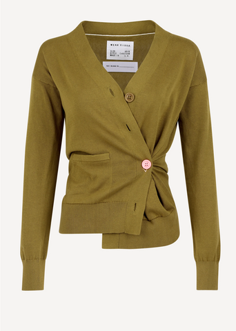 THE WRAP CARDIGAN 100% COTTON - OLIVE