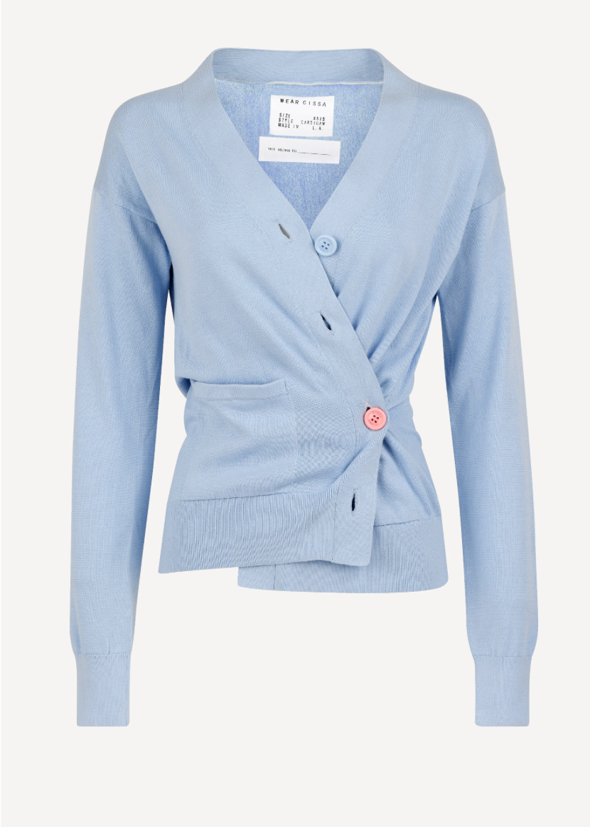 THE WRAP CARDIGAN 100% COTTON - CLOUD