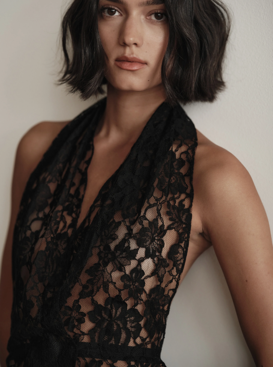 THE HALTER BLACK LACE