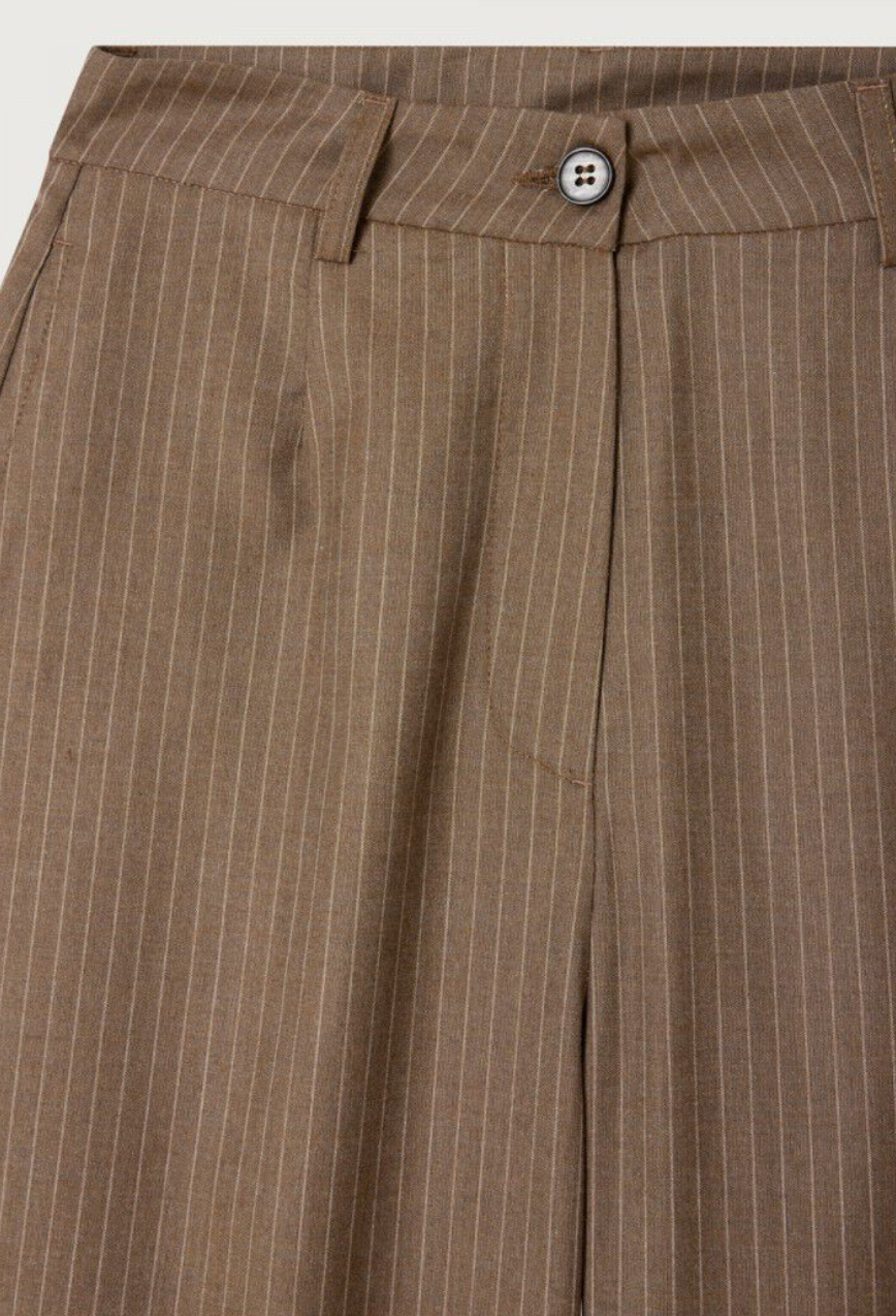 YROWAY STRIPED TROUSERS - ASH BROWN