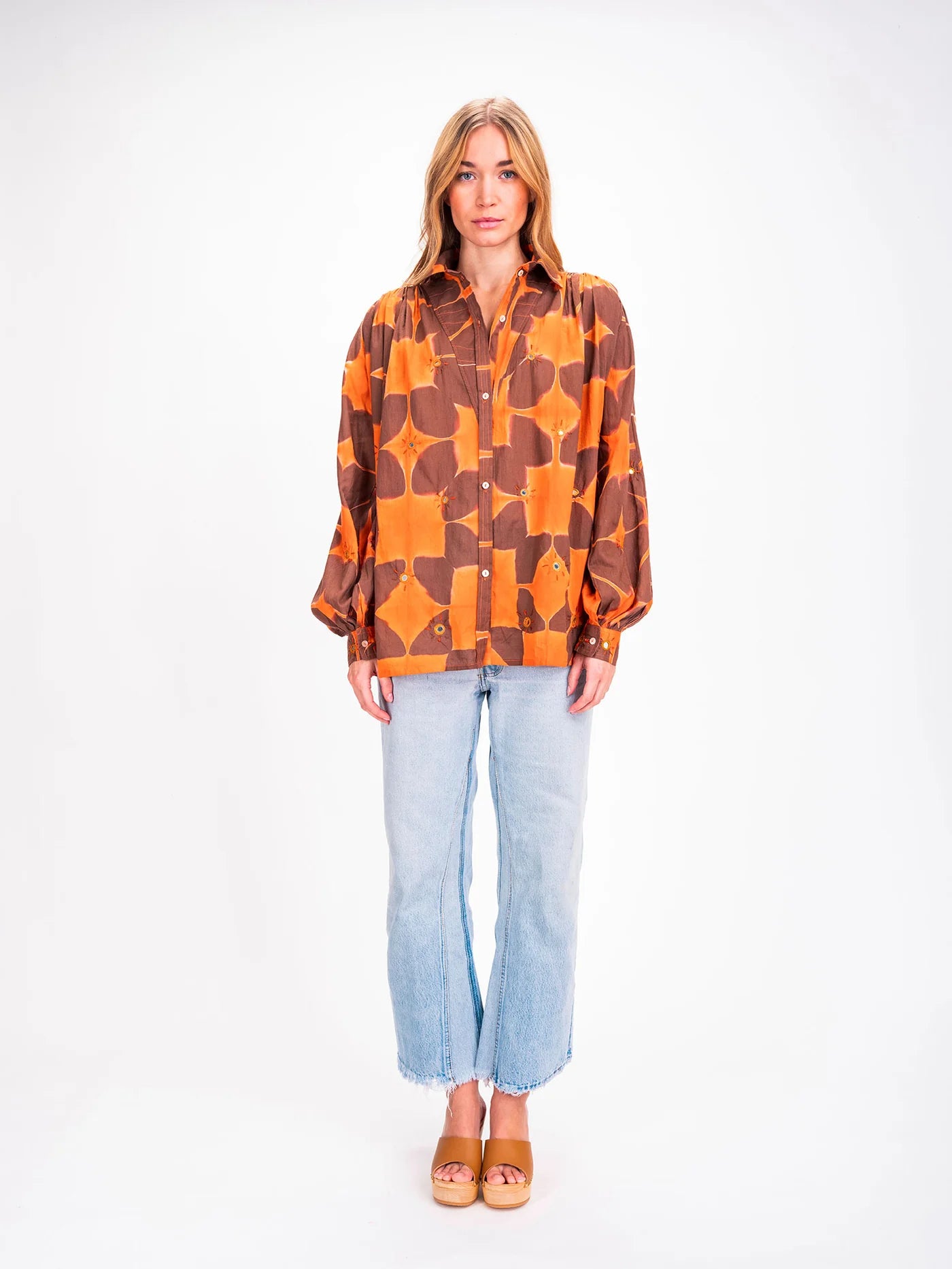 CRAMP DYE BLOUSE - TANGERINE