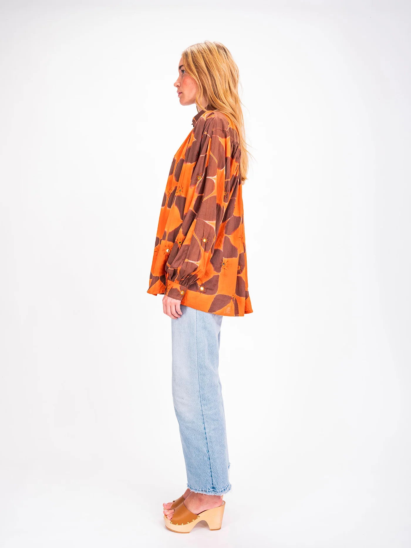 CRAMP DYE BLOUSE - TANGERINE