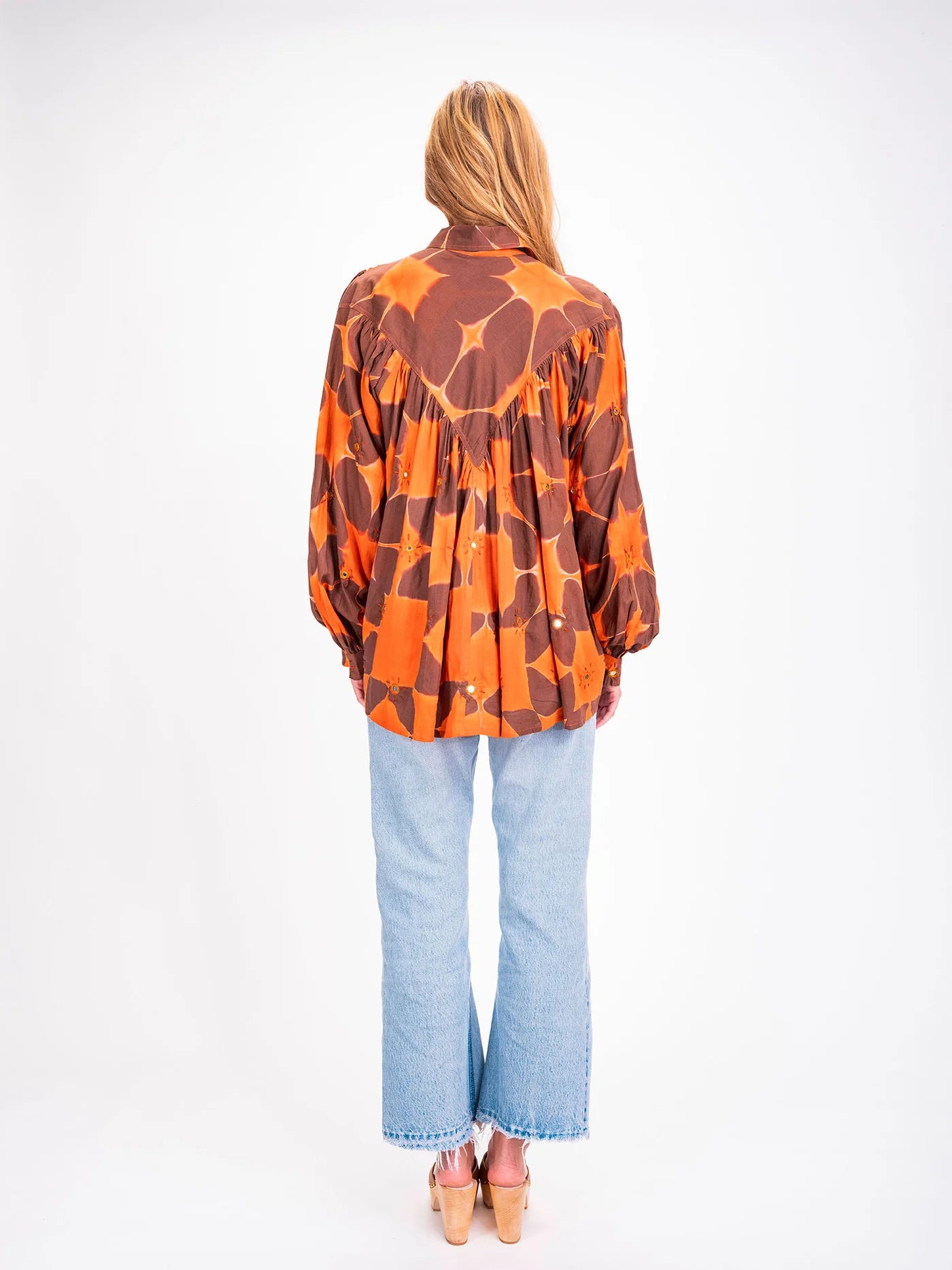 CRAMP DYE BLOUSE - TANGERINE