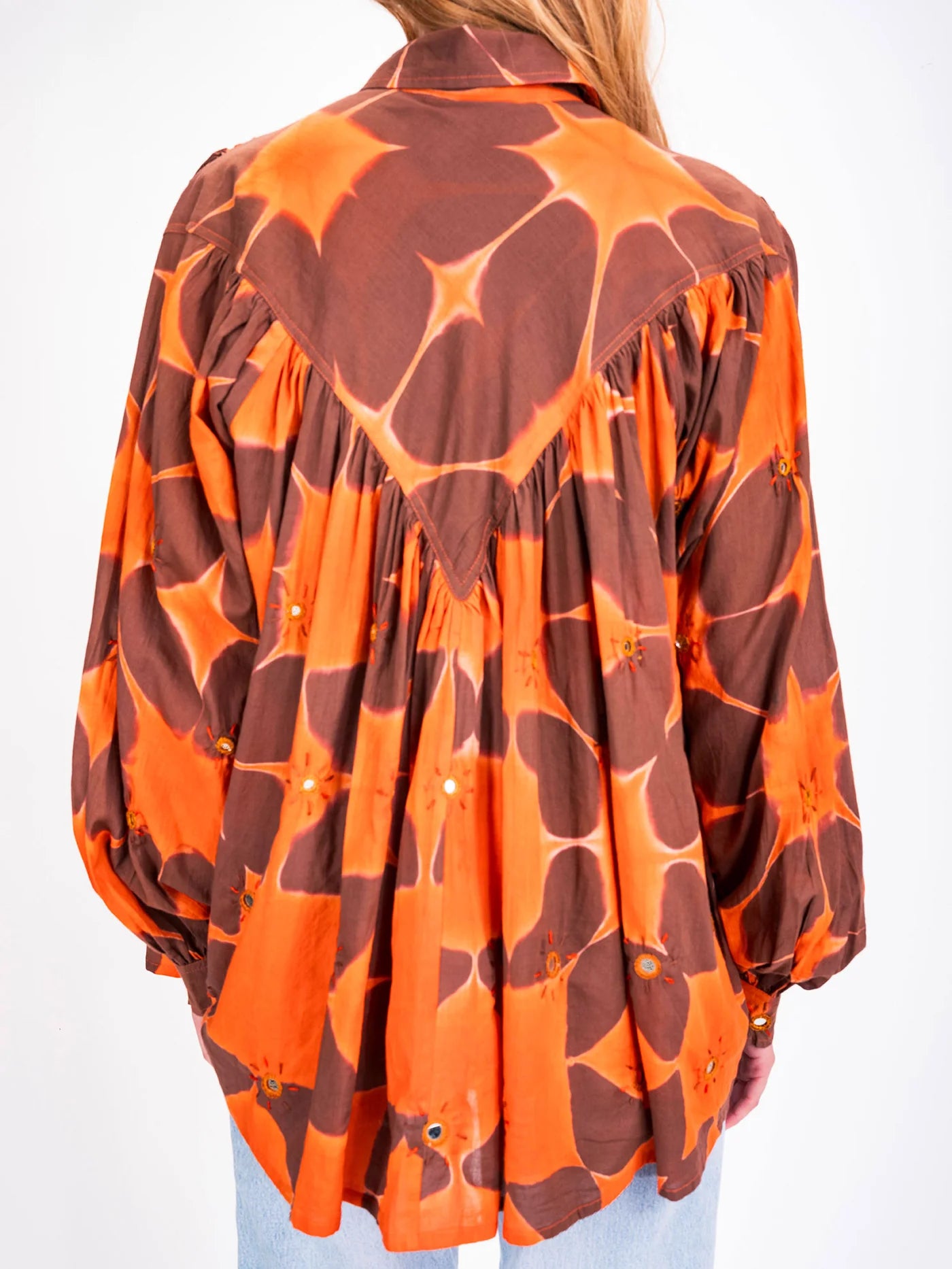 CRAMP DYE BLOUSE - TANGERINE