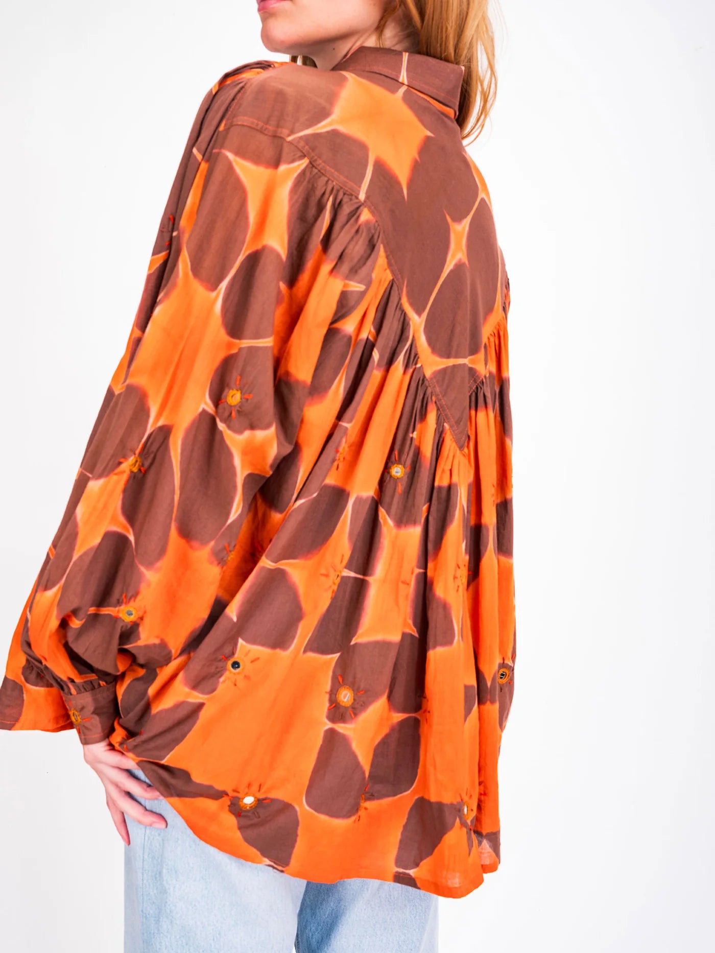 CRAMP DYE BLOUSE - TANGERINE