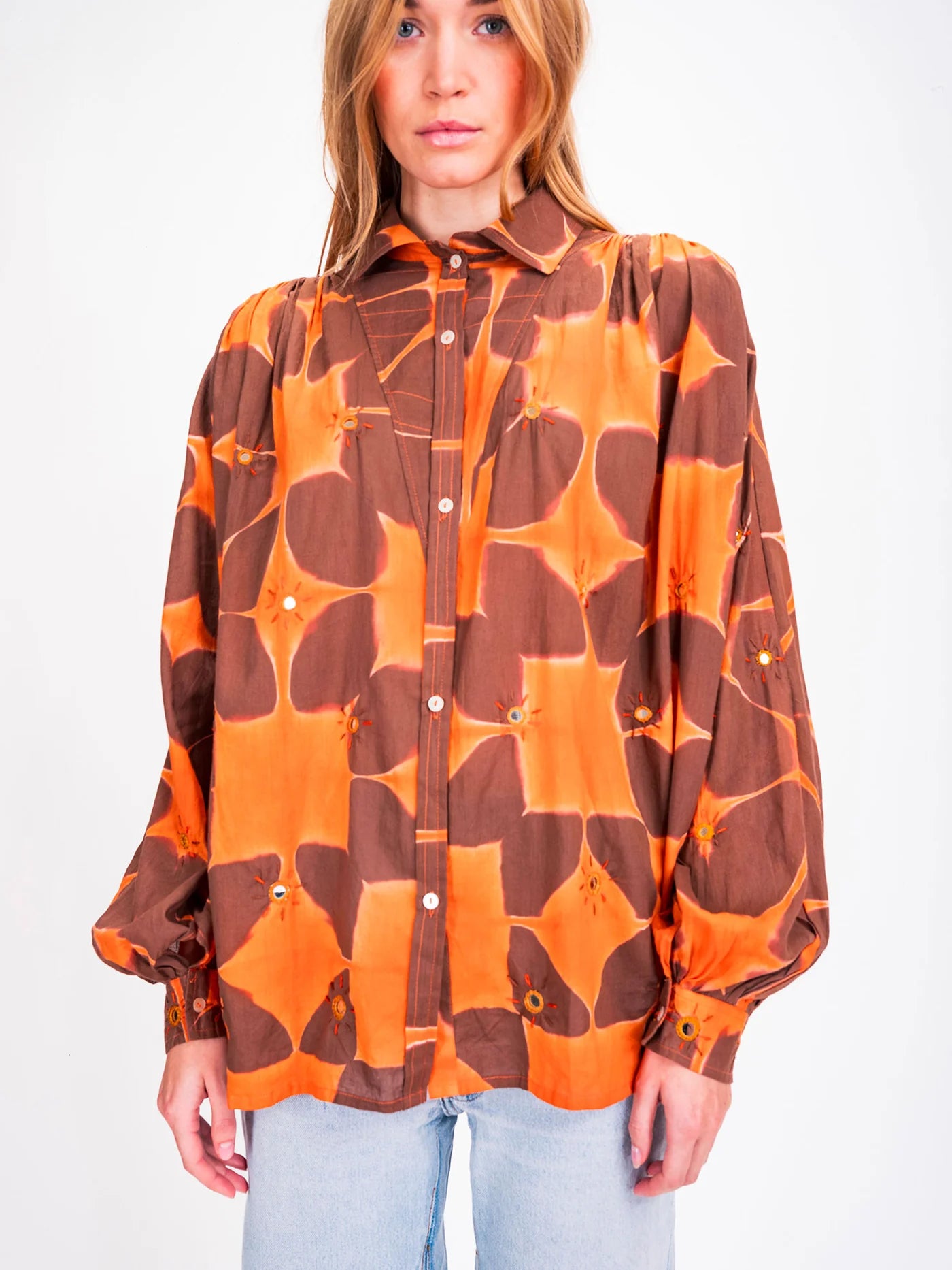 CRAMP DYE BLOUSE - TANGERINE