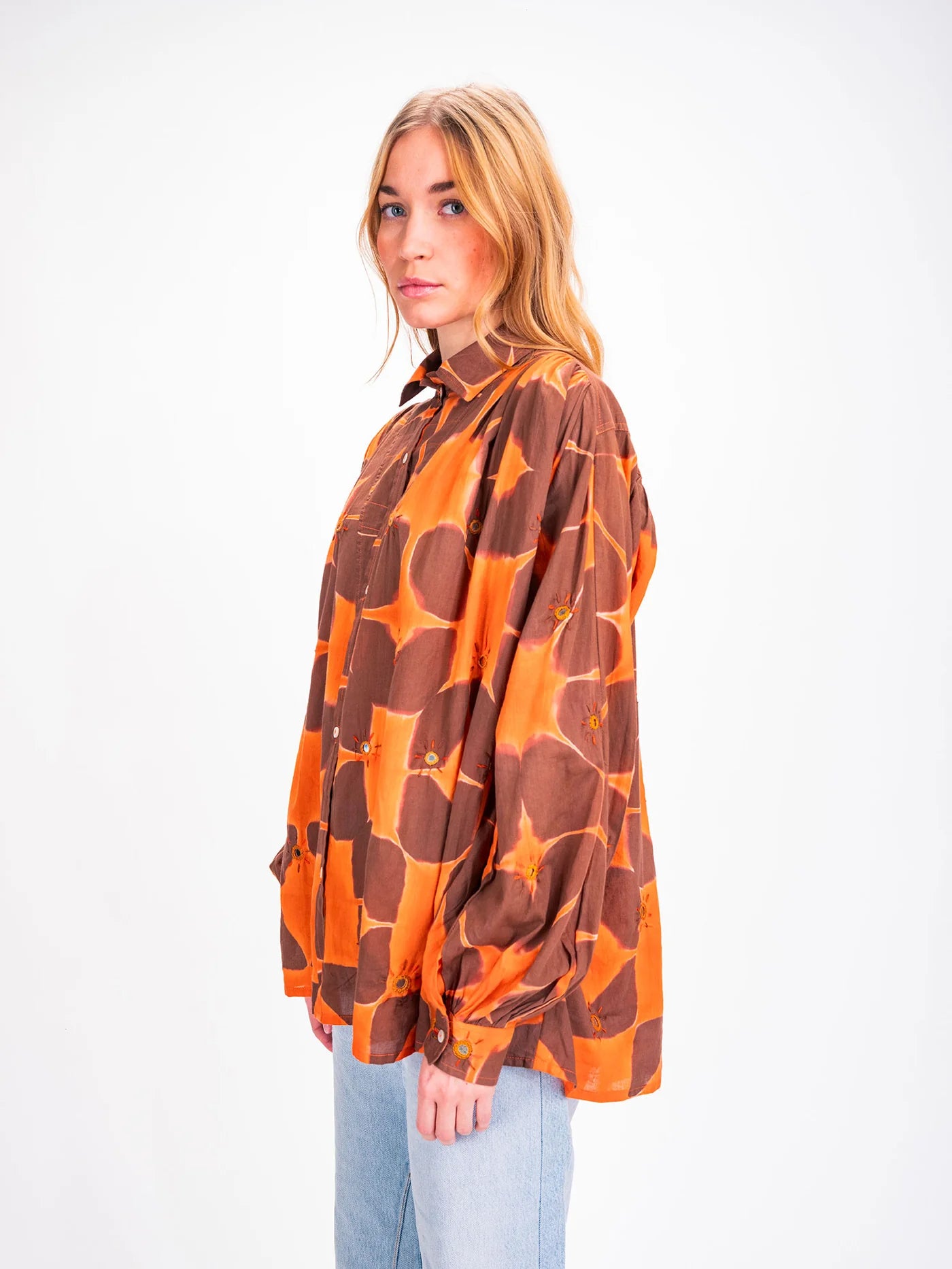 CRAMP DYE BLOUSE - TANGERINE