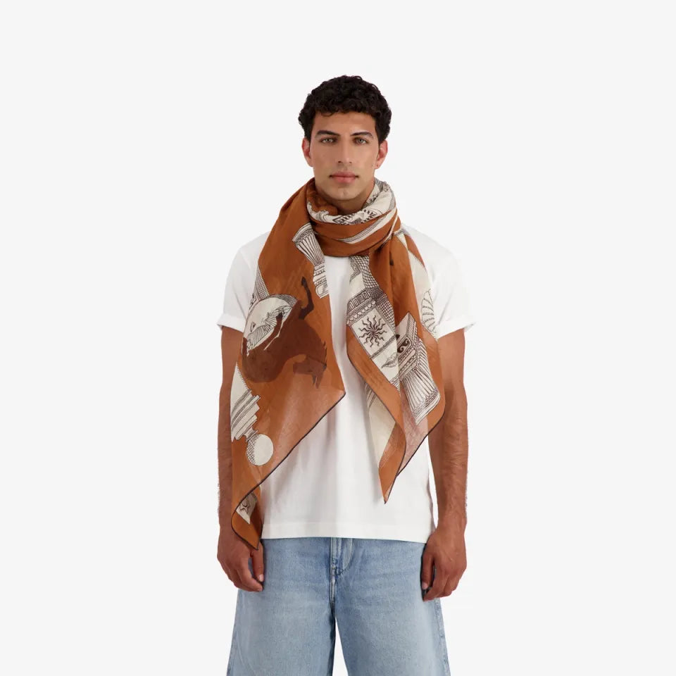 GREEK HORSES SCARF - BROWNS